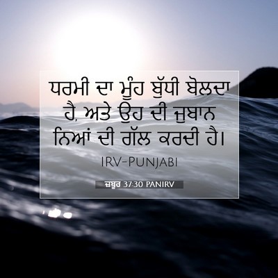 Picture 07 - ਜ਼ਬੂਰ 37:30 PANIRV - ਧਰਮੀ ਦਾ ਮੂੰਹ ਬੁੱਧੀ - Bible Verse Picture
