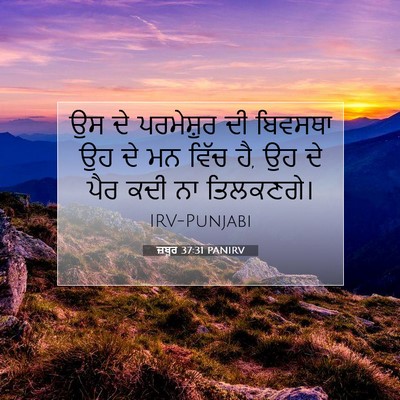 Picture 07 - ਜ਼ਬੂਰ 37:31 PANIRV - ਉਸ ਦੇ ਪਰਮੇਸ਼ੁਰ ਦੀ - Bible Verse Picture