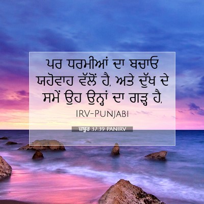 Picture 07 - ਜ਼ਬੂਰ 37:39 PANIRV - ਪਰ ਧਰਮੀਆਂ ਦਾ ਬਚਾਓ - Bible Verse Picture