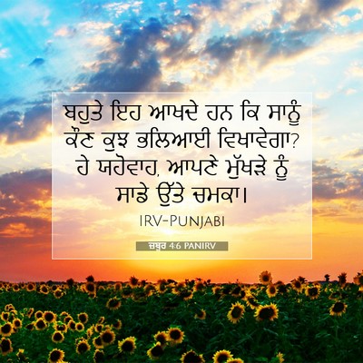 Picture 07 - ਜ਼ਬੂਰ 4:6 PANIRV - ਬਹੁਤੇ ਇਹ ਆਖਦੇ ਹਨ ਕਿ - Bible Verse Picture