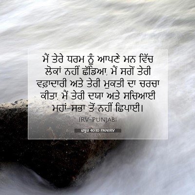 Picture 07 - ਜ਼ਬੂਰ 40:10 PANIRV - ਮੈਂ ਤੇਰੇ ਧਰਮ ਨੂੰ - Bible Verse Picture