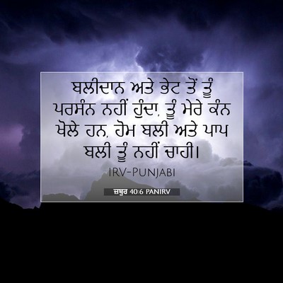 Picture 07 - ਜ਼ਬੂਰ 40:6 PANIRV - ਬਲੀਦਾਨ ਅਤੇ ਭੇਟ ਤੋਂ - Bible Verse Picture