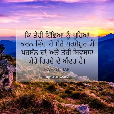 Picture 07 - ਜ਼ਬੂਰ 40:8 PANIRV - ਕਿ ਤੇਰੀ ਇੱਛਿਆ ਨੂੰ - Bible Verse Picture