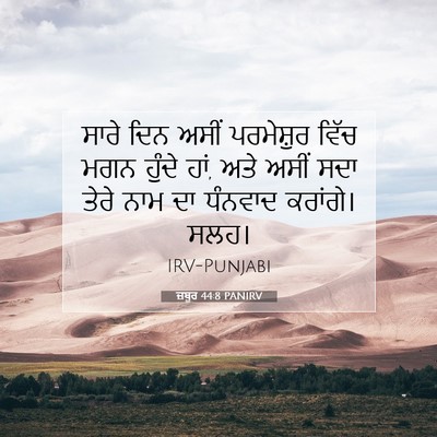 Picture 07 - ਜ਼ਬੂਰ 44:8 PANIRV - ਸਾਰੇ ਦਿਨ ਅਸੀਂ - Bible Verse Picture