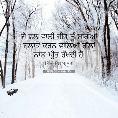 Picture 07 - ਜ਼ਬੂਰ 52:4 PANIRV - ਹੇ ਛਲ ਵਾਲੀ ਜੀਭ, ਤੂੰ - Bible Verse Picture