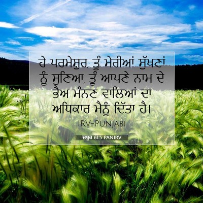Picture 07 - ਜ਼ਬੂਰ 61:5 PANIRV - ਹੇ ਪਰਮੇਸ਼ੁਰ, ਤੂੰ - Bible Verse Picture