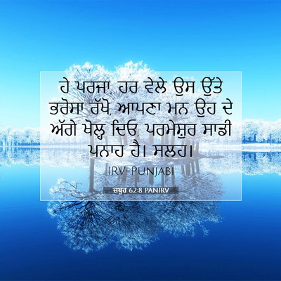 Picture 07 - ਜ਼ਬੂਰ 62:8 PANIRV - ਹੇ ਪਰਜਾ, ਹਰ ਵੇਲੇ ਉਸ - Bible Verse Picture