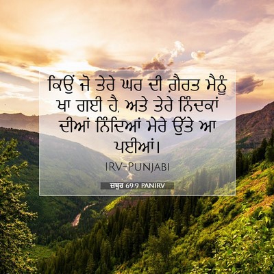 Picture 07 - ਜ਼ਬੂਰ 69:9 PANIRV - ਕਿਉਂ ਜੋ ਤੇਰੇ ਘਰ ਦੀ - Bible Verse Picture