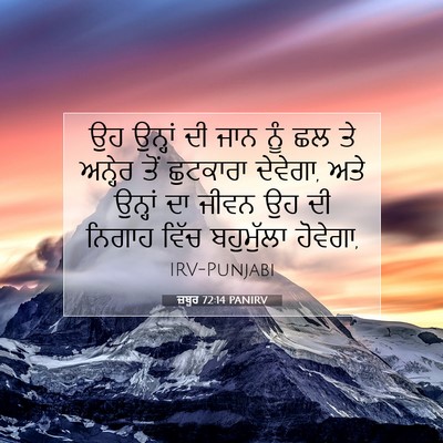 Picture 07 - ਜ਼ਬੂਰ 72:14 PANIRV - ਉਹ ਉਨ੍ਹਾਂ ਦੀ ਜਾਨ - Bible Verse Picture