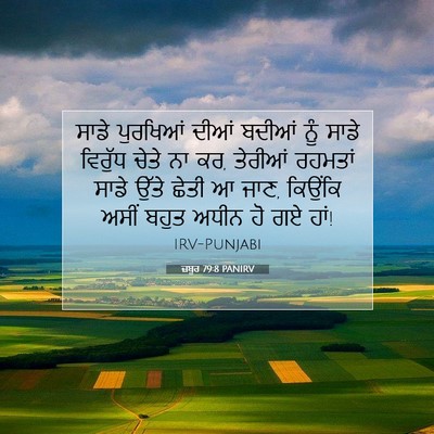 Picture 07 - ਜ਼ਬੂਰ 79:8 PANIRV - ਸਾਡੇ ਪੁਰਖਿਆਂ ਦੀਆਂ - Bible Verse Picture