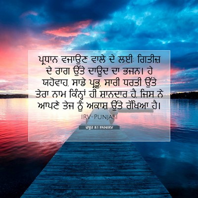 Picture 07 - ਜ਼ਬੂਰ 8:1 PANIRV - ਪ੍ਰਧਾਨ ਵਜਾਉਣ ਵਾਲੇ - Bible Verse Picture