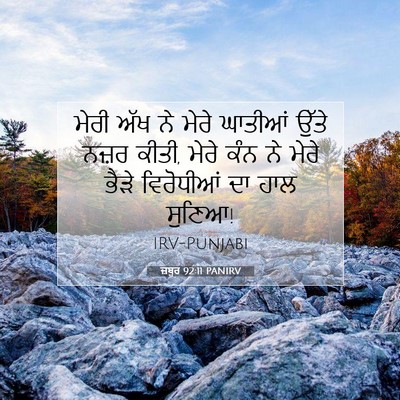 Picture 07 - ਜ਼ਬੂਰ 92:11 PANIRV - ਮੇਰੀ ਅੱਖ ਨੇ ਮੇਰੇ - Bible Verse Picture