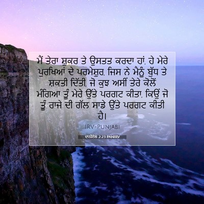 Picture 07 - ਦਾਨੀਏਲ 2:23 PANIRV - ਮੈਂ ਤੇਰਾ ਸ਼ੁਕਰ ਤੇ - Bible Verse Picture