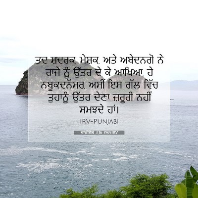 Picture 07 - ਦਾਨੀਏਲ 3:16 PANIRV - ਤਦ ਸ਼ਦਰਕ, ਮੇਸ਼ਕ, - Bible Verse Picture