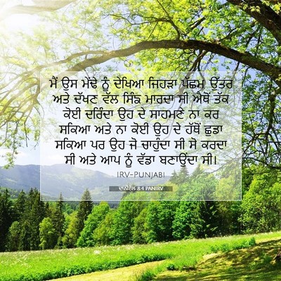 Picture 07 - ਦਾਨੀਏਲ 8:4 PANIRV - ਮੈਂ ਉਸ ਮੇਂਢੇ ਨੂੰ - Bible Verse Picture