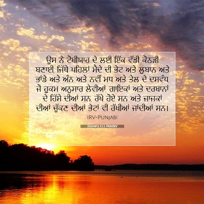 Picture 07 - ਨਹਮਯਾਹ 13:5 PANIRV - ਉਸ ਨੇ ਟੋਬੀਯਾਹ ਦੇ ਲਈ - Bible Verse Picture