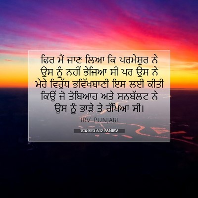 Picture 07 - ਨਹਮਯਾਹ 6:12 PANIRV - ਫਿਰ ਮੈਂ ਜਾਣ ਲਿਆ ਕਿ - Bible Verse Picture