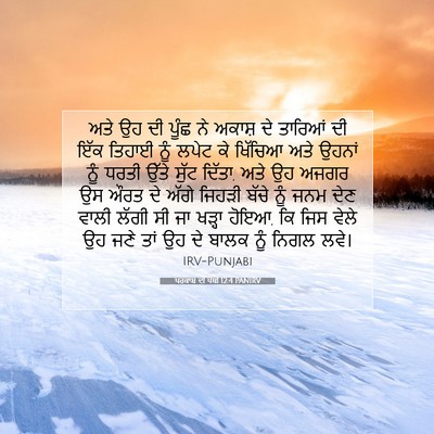 Picture 07 - ਪਰਕਾਸ਼ ਦੀ ਪੋਥੀ 12:4 PANIRV - ਅਤੇ ਉਹ ਦੀ ਪੂੰਛ ਨੇ - Bible Verse Picture