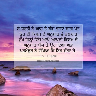 Picture 07 - ਪੈਦਾਇਸ਼ 1:12 PANIRV - ਸੋ ਧਰਤੀ ਨੇ ਘਾਹ ਤੇ - Bible Verse Picture
