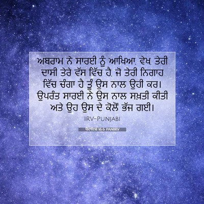 Picture 07 - ਪੈਦਾਇਸ਼ 16:6 PANIRV - ਅਬਰਾਮ ਨੇ ਸਾਰਈ ਨੂੰ - Bible Verse Picture
