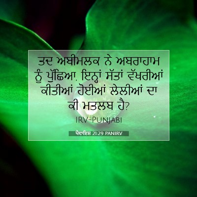 Picture 07 - ਪੈਦਾਇਸ਼ 21:29 PANIRV - ਤਦ ਅਬੀਮਲਕ ਨੇ - Bible Verse Picture