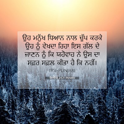 Picture 07 - ਪੈਦਾਇਸ਼ 24:21 PANIRV - ਉਹ ਮਨੁੱਖ ਧਿਆਨ ਨਾਲ - Bible Verse Picture