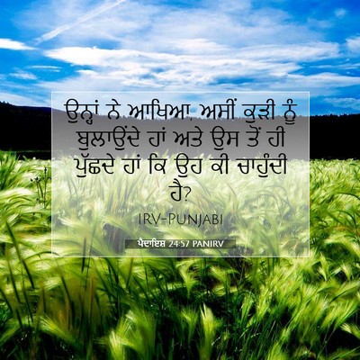 Picture 07 - ਪੈਦਾਇਸ਼ 24:57 PANIRV - ਉਨ੍ਹਾਂ ਨੇ ਆਖਿਆ, - Bible Verse Picture
