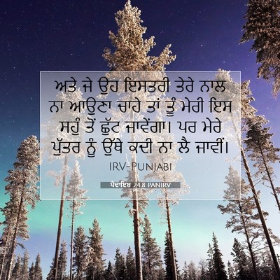 Picture 07 - ਪੈਦਾਇਸ਼ 24:8 PANIRV - ਅਤੇ ਜੇ ਉਹ ਇਸਤਰੀ - Bible Verse Picture