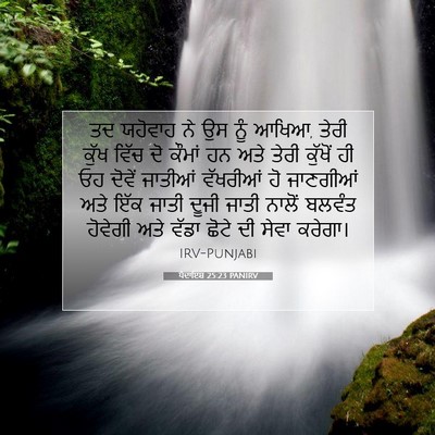 Picture 07 - ਪੈਦਾਇਸ਼ 25:23 PANIRV - ਤਦ ਯਹੋਵਾਹ ਨੇ ਉਸ ਨੂੰ - Bible Verse Picture