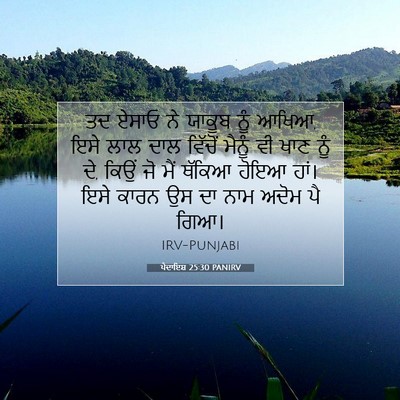 Picture 07 - ਪੈਦਾਇਸ਼ 25:30 PANIRV - ਤਦ ਏਸਾਓ ਨੇ ਯਾਕੂਬ - Bible Verse Picture
