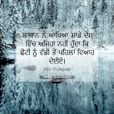 Picture 07 - ਪੈਦਾਇਸ਼ 29:26 PANIRV - ਲਾਬਾਨ ਨੇ ਆਖਿਆ, ਸਾਡੇ - Bible Verse Picture