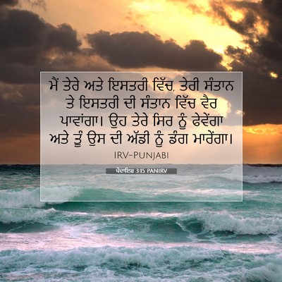 Picture 07 - ਪੈਦਾਇਸ਼ 3:15 PANIRV - ਮੈਂ ਤੇਰੇ ਅਤੇ ਇਸਤਰੀ - Bible Verse Picture