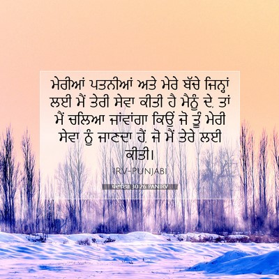 Picture 07 - ਪੈਦਾਇਸ਼ 30:26 PANIRV - ਮੇਰੀਆਂ ਪਤਨੀਆਂ ਅਤੇ - Bible Verse Picture
