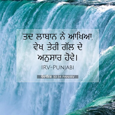 Picture 07 - ਪੈਦਾਇਸ਼ 30:34 PANIRV - ਤਦ ਲਾਬਾਨ ਨੇ ਆਖਿਆ, - Bible Verse Picture