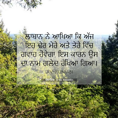 Picture 07 - ਪੈਦਾਇਸ਼ 31:48 PANIRV - ਲਾਬਾਨ ਨੇ ਆਖਿਆ ਕਿ - Bible Verse Picture