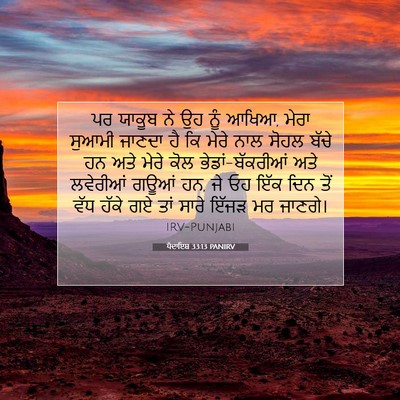 Picture 07 - ਪੈਦਾਇਸ਼ 33:13 PANIRV - ਪਰ ਯਾਕੂਬ ਨੇ ਉਹ ਨੂੰ - Bible Verse Picture