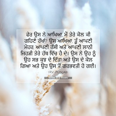 Picture 07 - ਪੈਦਾਇਸ਼ 38:18 PANIRV - ਫੇਰ ਉਸ ਨੇ ਆਖਿਆ, ਮੈਂ - Bible Verse Picture