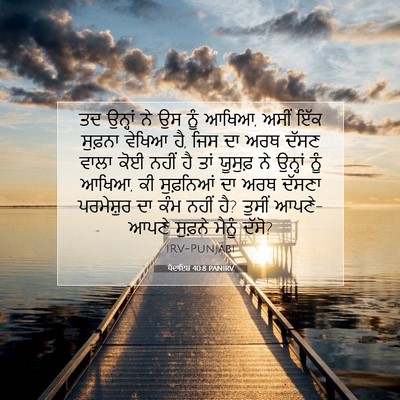 Picture 07 - ਪੈਦਾਇਸ਼ 40:8 PANIRV - ਤਦ ਉਨ੍ਹਾਂ ਨੇ ਉਸ ਨੂੰ - Bible Verse Picture