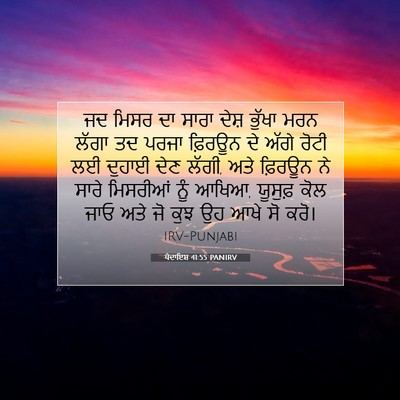 Picture 07 - ਪੈਦਾਇਸ਼ 41:55 PANIRV - ਜਦ ਮਿਸਰ ਦਾ ਸਾਰਾ - Bible Verse Picture