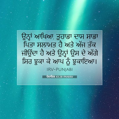 Picture 07 - ਪੈਦਾਇਸ਼ 43:28 PANIRV - ਉਨ੍ਹਾਂ ਆਖਿਆ, - Bible Verse Picture