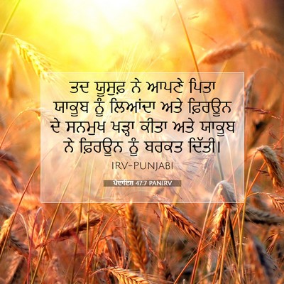 Picture 07 - ਪੈਦਾਇਸ਼ 47:7 PANIRV - ਤਦ ਯੂਸੁਫ਼ ਨੇ ਆਪਣੇ - Bible Verse Picture