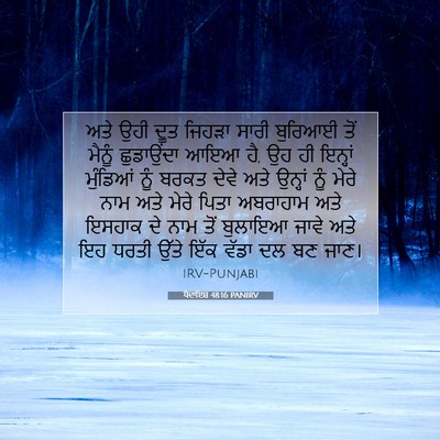 Picture 07 - ਪੈਦਾਇਸ਼ 48:16 PANIRV - ਅਤੇ ਉਹੀ ਦੂਤ ਜਿਹੜਾ - Bible Verse Picture