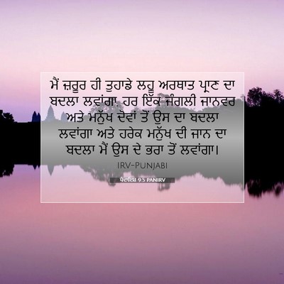 Picture 07 - ਪੈਦਾਇਸ਼ 9:5 PANIRV - ਮੈਂ ਜ਼ਰੂਰ ਹੀ - Bible Verse Picture
