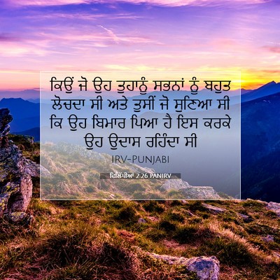 Picture 07 - ਫਿਲਿੱਪੀਆਂ 2:26 PANIRV - ਕਿਉਂ ਜੋ ਉਹ ਤੁਹਾਨੂੰ - Bible Verse Picture