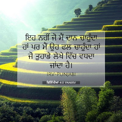 Picture 07 - ਫਿਲਿੱਪੀਆਂ 4:17 PANIRV - ਇਹ ਨਹੀਂ ਜੋ ਮੈਂ ਦਾਨ - Bible Verse Picture
