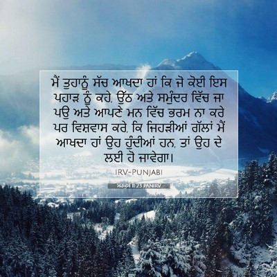 Picture 07 - ਮਰਕੁਸ 11:23 PANIRV - ਮੈਂ ਤੁਹਾਨੂੰ ਸੱਚ - Bible Verse Picture