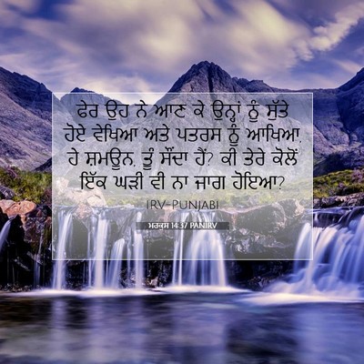 Picture 07 - ਮਰਕੁਸ 14:37 PANIRV - ਫੇਰ ਉਹ ਨੇ ਆਣ ਕੇ - Bible Verse Picture