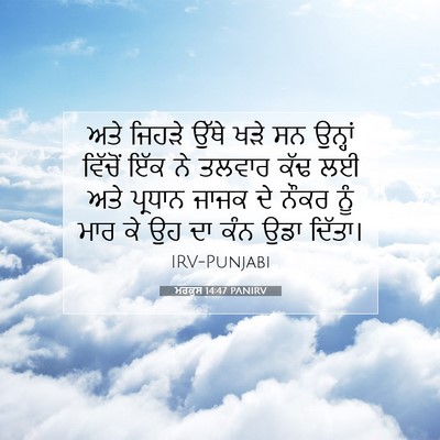 Picture 07 - ਮਰਕੁਸ 14:47 PANIRV - ਅਤੇ ਜਿਹੜੇ ਉੱਥੇ ਖੜੇ - Bible Verse Picture