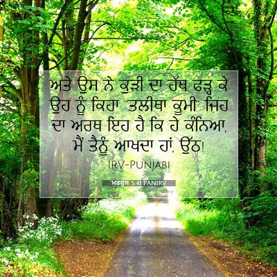 Picture 07 - ਮਰਕੁਸ 5:41 PANIRV - ਅਤੇ ਉਸ ਨੇ ਕੁੜੀ ਦਾ - Bible Verse Picture