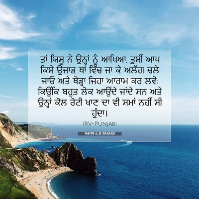 Picture 07 - ਮਰਕੁਸ 6:31 PANIRV - ਤਾਂ ਯਿਸੂ ਨੇ ਉਨ੍ਹਾਂ - Bible Verse Picture